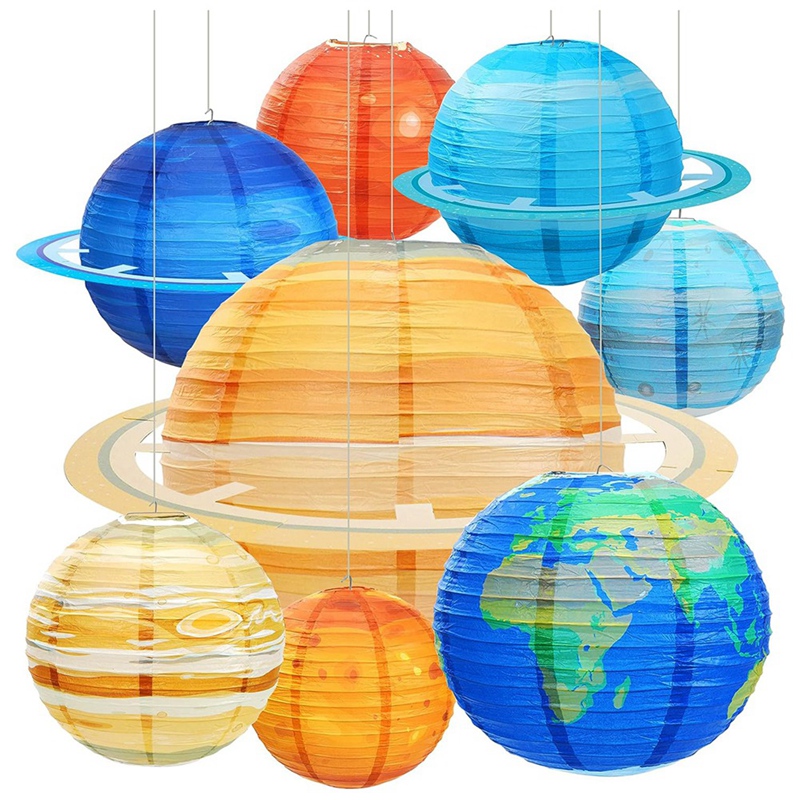 Lantern Paper Solar - Papierlaterne 8 Stück Weltraum-Papierlaternen Mehrfarbige Sonnensystem-Planeten-Laternen