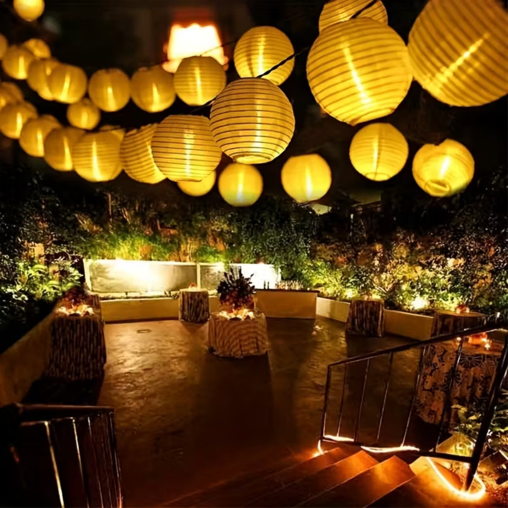 Lantern Paper Solar - 10LED/20LED Papierlaternen-Lichterkette, batteriebetriebene Feenlichter für den