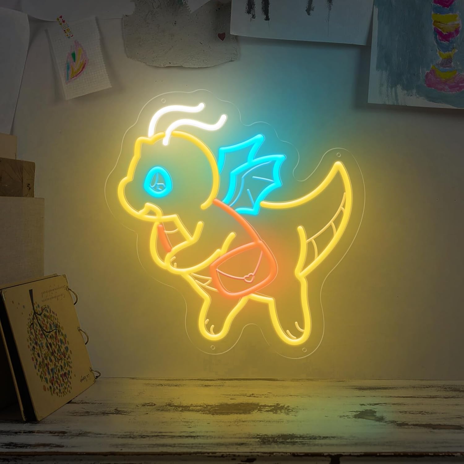 Outdoor Lighting Decor Ideas - USB dimmbares süßes Dinosaurier-Neonlicht für Kinderzimmer,
