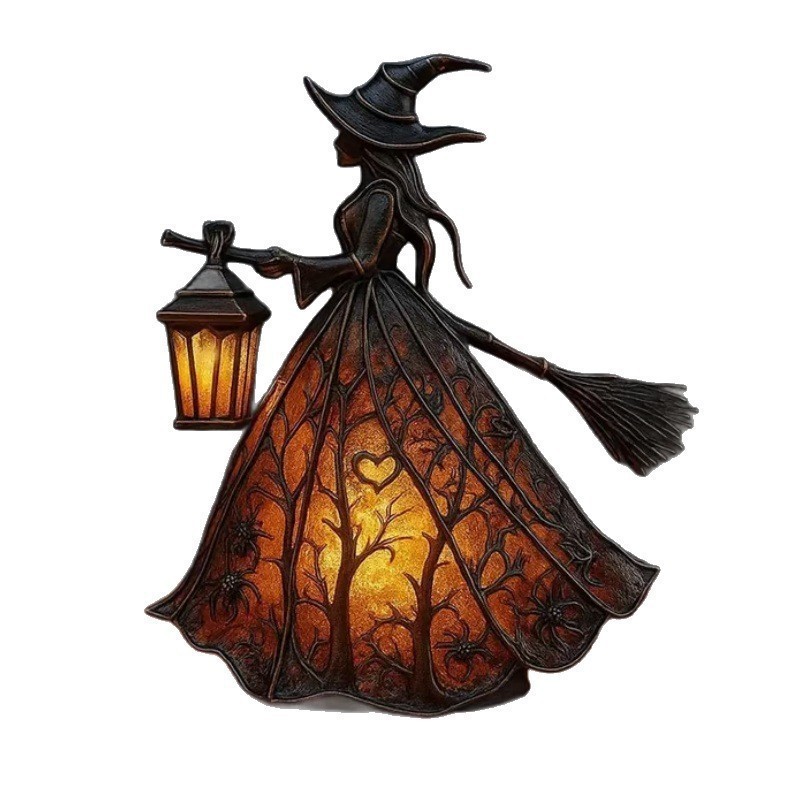 Decor Lighting & Decor Fires - Hexen-Harz-Tischlampe mit USB-Betrieb, leuchtende Halloween-Deko für