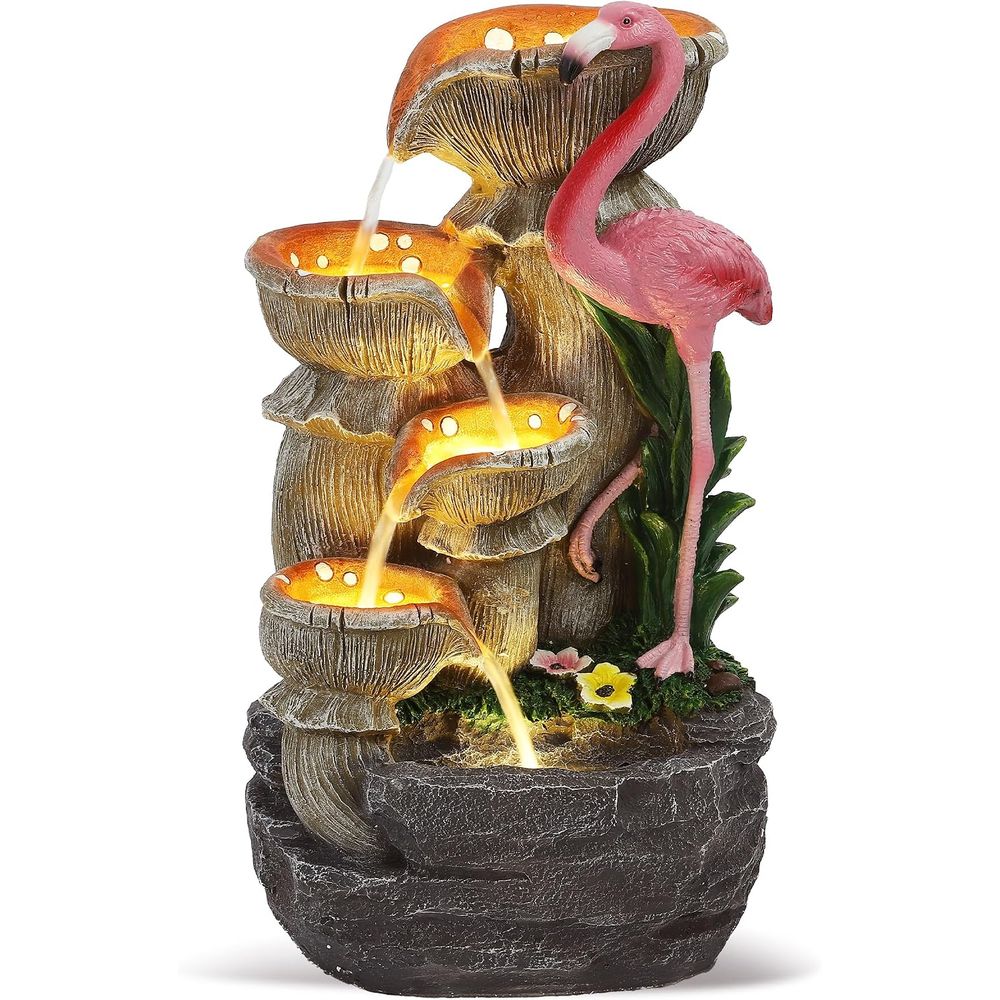Lighting Decor House - 5-stufiger Gartenwasserfall mit 5 LED-Leuchten, Bodenstehender