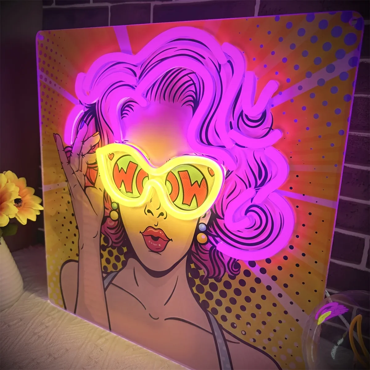 Lighting Decor Wow - Wow Lady Pop Art LED-Neonschild, USB,