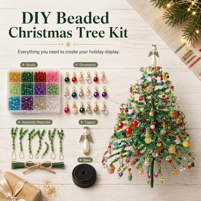 Home Decor Lighting Tree - DIY Perlen-Weihnachtsbaum-Set mit Kristallperlen & LED-Licht