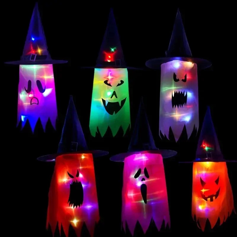 Decor Lighting & Decor Fires - 1 Stück Halloween-Hexenhut, bunt, leuchtend, LED-Leuchthut,