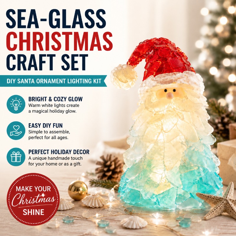 Home Decor Lighting Tree - Seeglas-Weihnachtsornament-Beleuchtungsset DIY-Bastelzubehör-Set Festliche Feiertagsdekoration für den