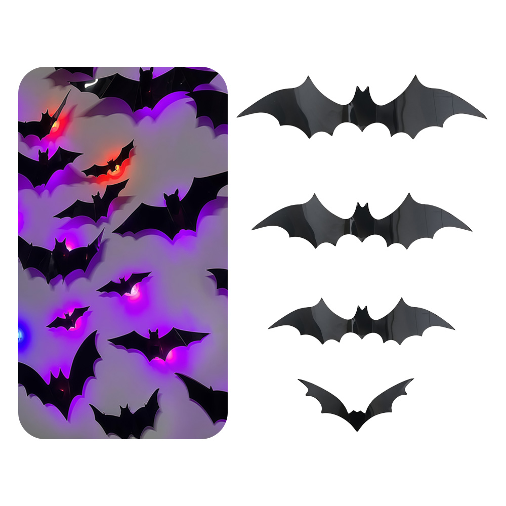 Lighting Decor House - Halloween 3D Fledermaus Wandaufkleber mit LED-Leuchten