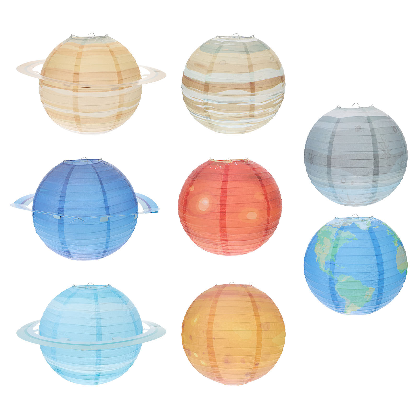 Lantern Paper Solar - 8 Stück Laternen Sonnensystem Weltraum Hängedekorationen