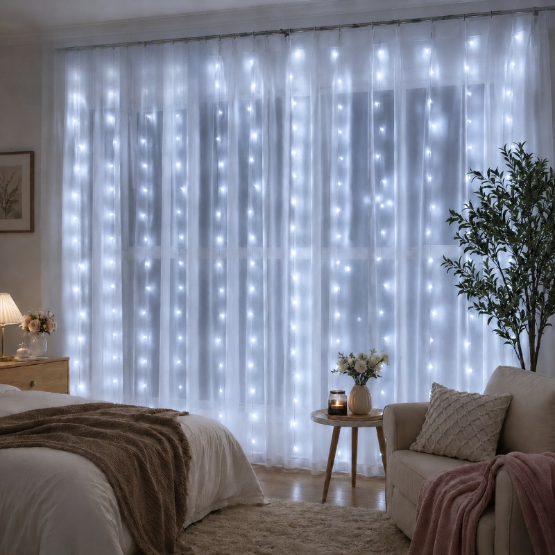 Fairy Light Curtain - 3/4/6m Vorhang-LED-Lichterkette USB-Lichterkette mit Fernbedienung Feenlichterkette
