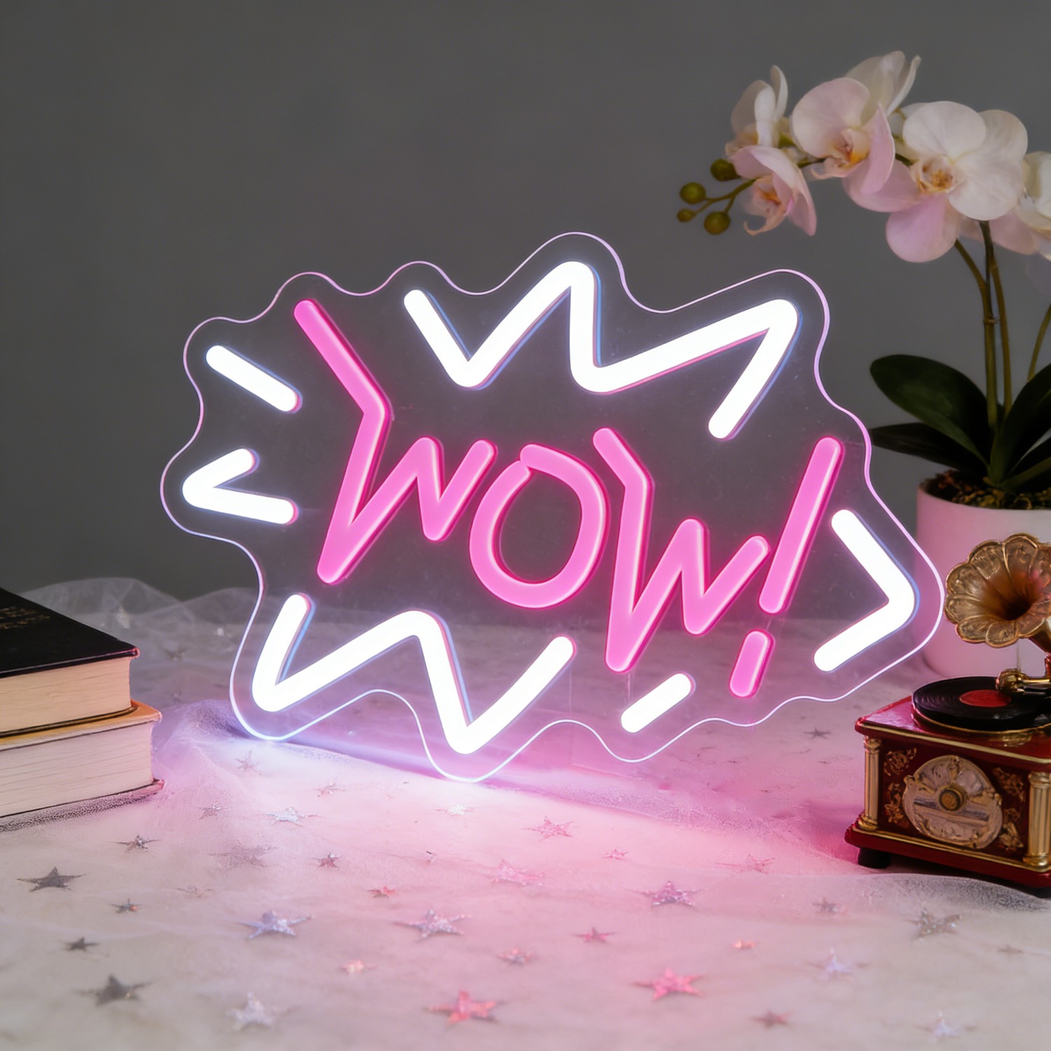 Lighting Decor Wow - Wow Neon-Schild LED Pop-Art Leuchtreklame USB