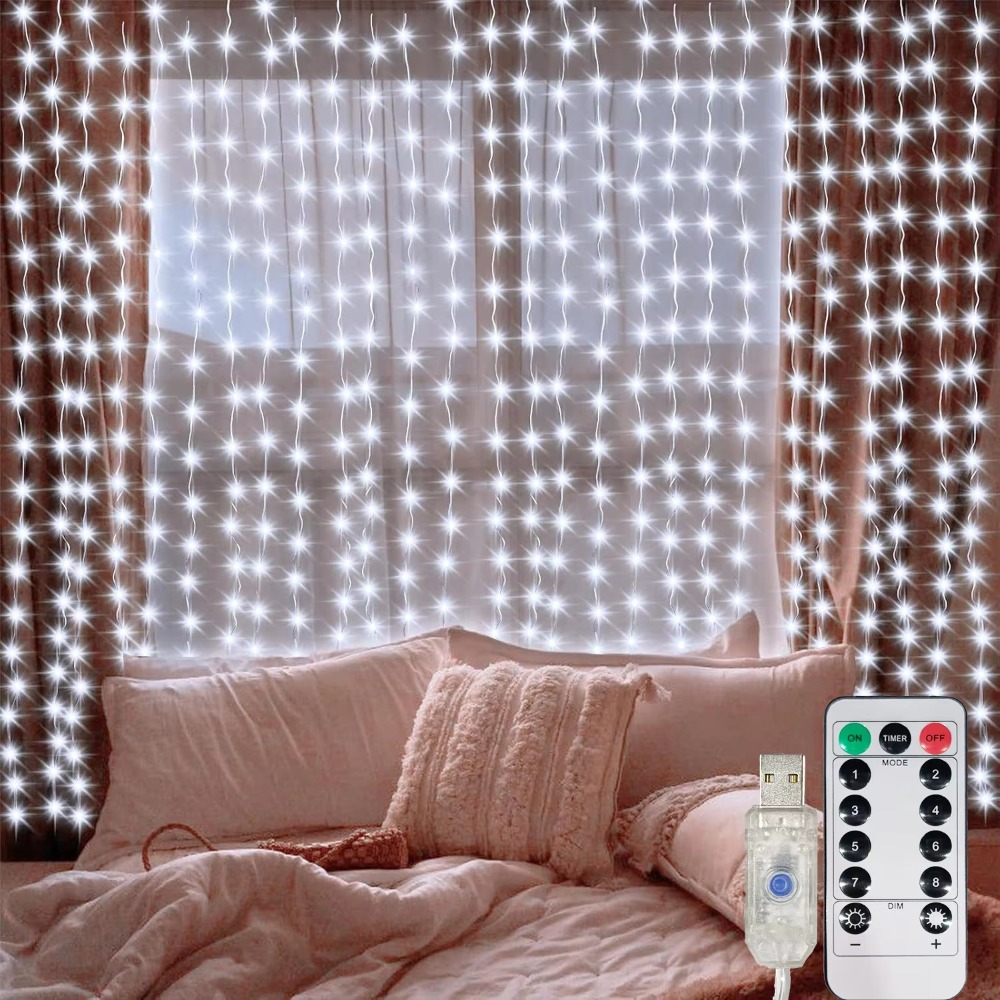 Fairy Light Curtain - LED-Lichterketten-Girlande USB Fernbedienung Festoon-Lichterkette für Hochzeit