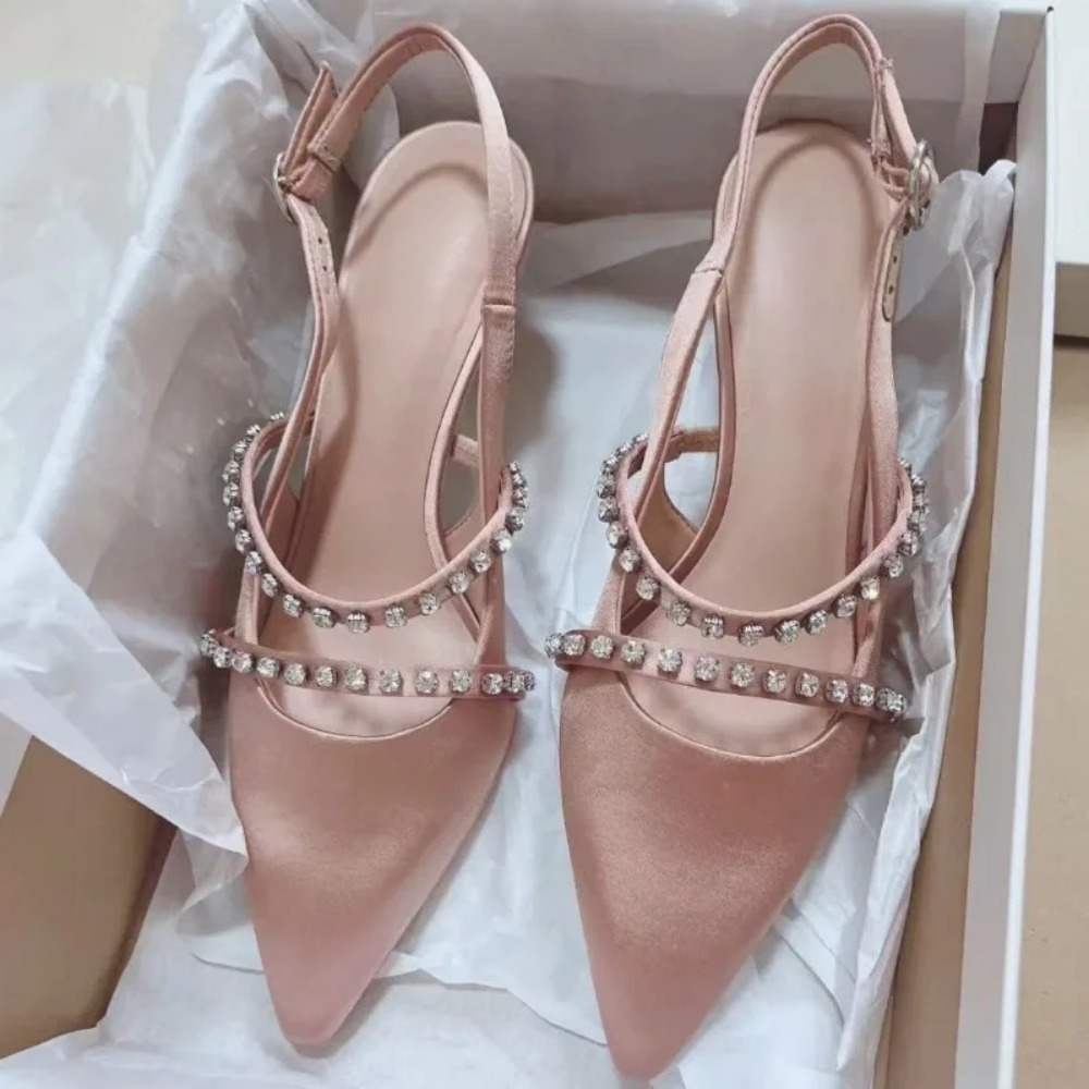 Wedding Lighting And Decor - Modische Damen-Sandalen in Rosa Satin mit
