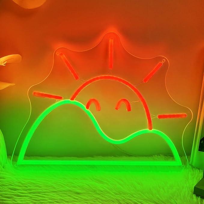 Lighting Decor Sunrise - Sonnenaufgang-Neonschild USB Dimmbare LED-Leuchten für Schlafzimmer,