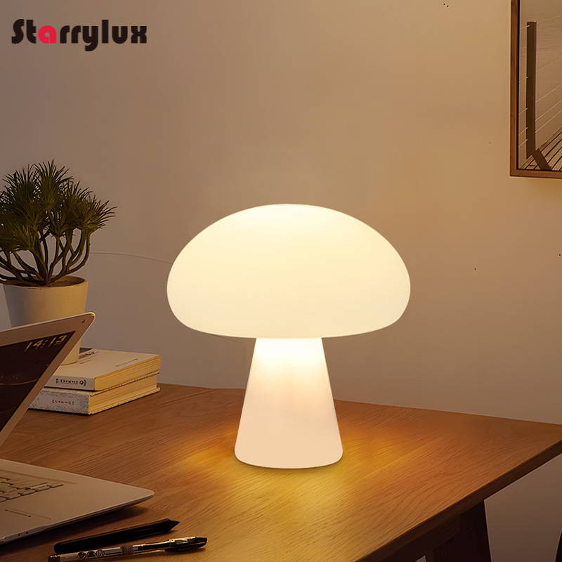 Mushroom Table Lamp - USB wiederaufladbare Pilzlampe, dänische Mid-Century-Tischlampe, cremefarbenes