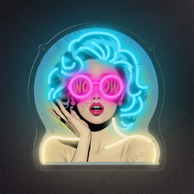 Lighting Decor Wow - WOW Curl Girl Neon-Schild UV-Bedruckte Wandkunst