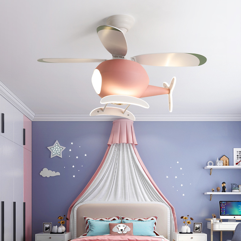Decor Lighting & Decor Fires - Moderne Kreative Cartoon-Flugzeug-Ventilatorleuchte Einfache Deko-LED-Deckenlampe für