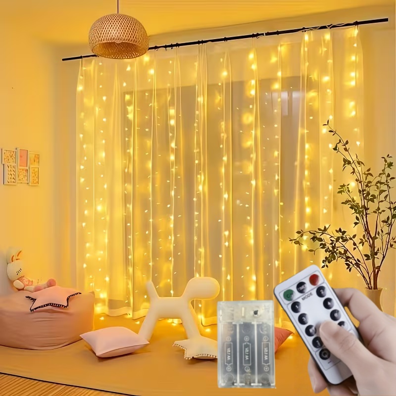Fairy Light Curtain - 300/600 LED Batteriebetriebene Lichterketten für Vorhänge