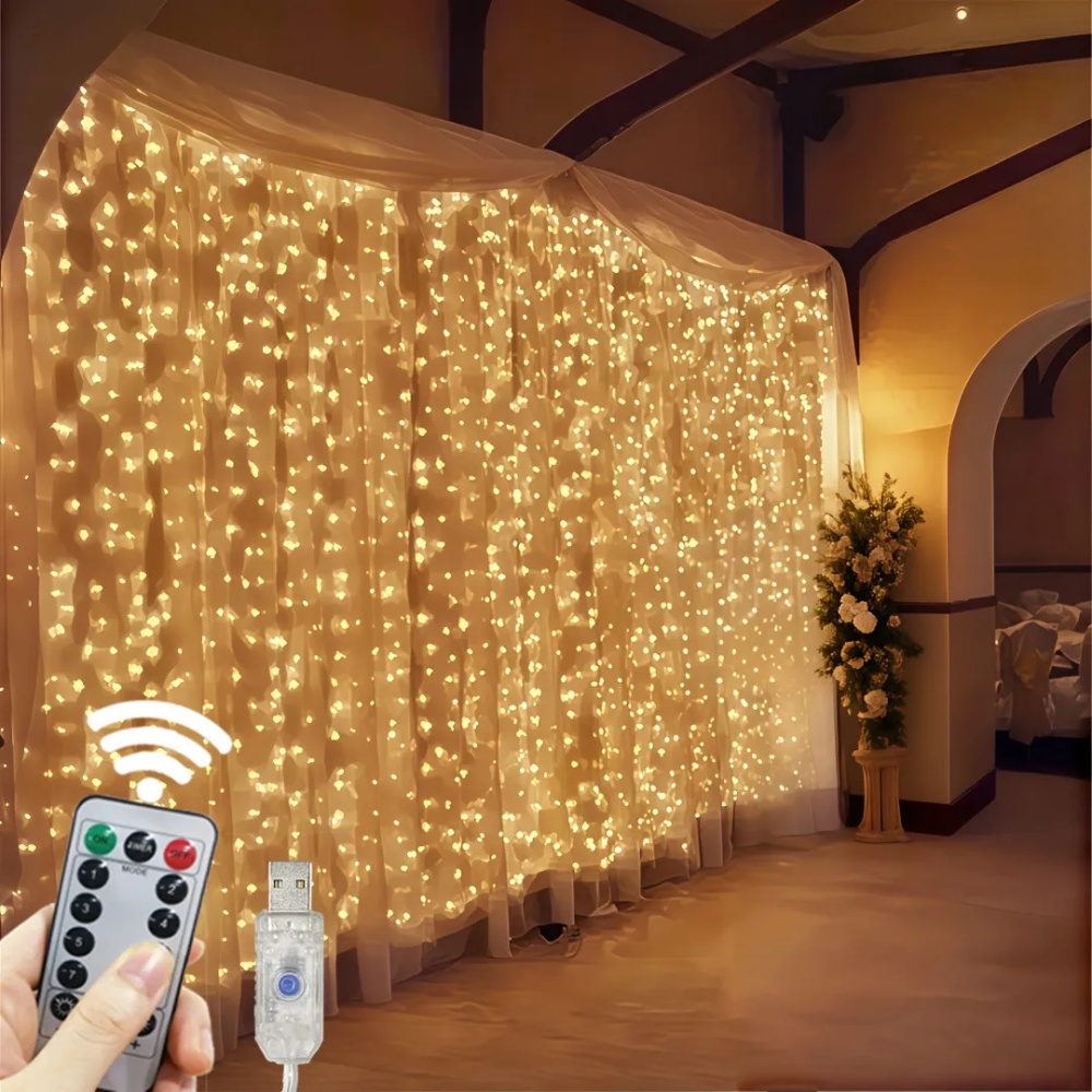 Fairy Light Curtain - 3/6m LED-Lichterkette USB Festoon Fernbedienung Girlande