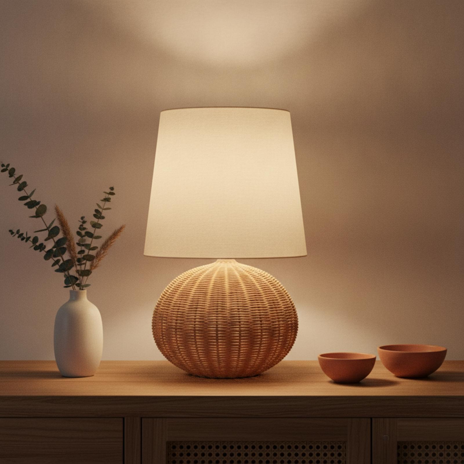 Nachttischlampe mit Rattanfuß  – Decor Lighting & Decor Fires Photos Bewertung und Preis