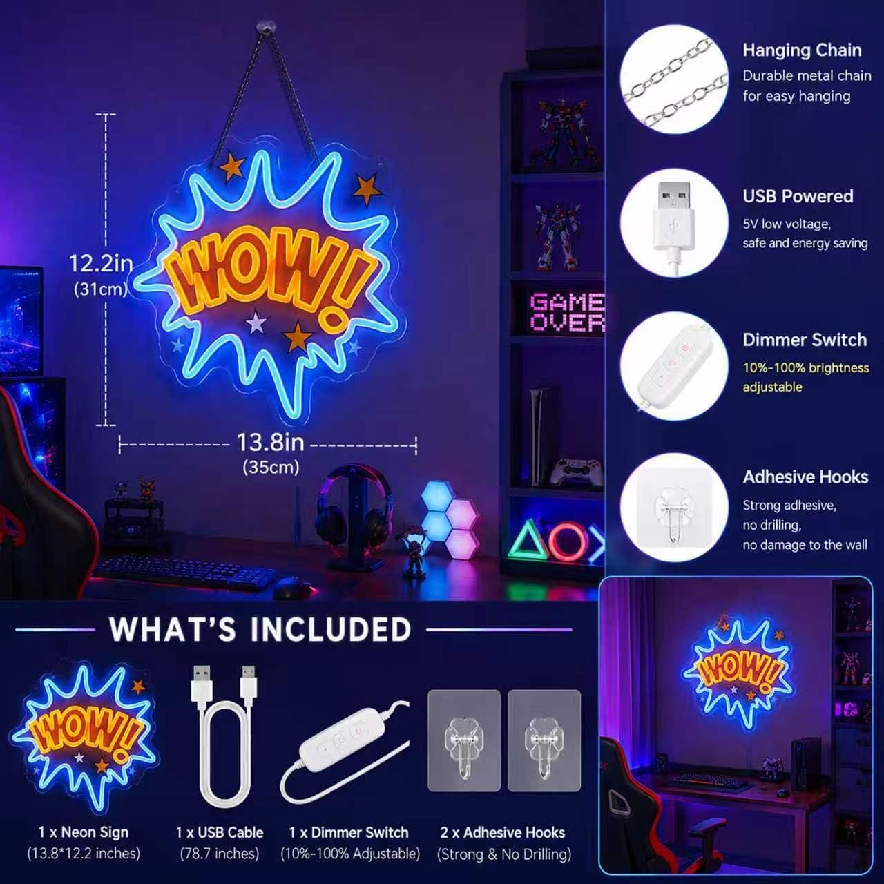 WOW Neonschild USB Dimmbare LE – Lighting Decor Wow Bewertung und Preis