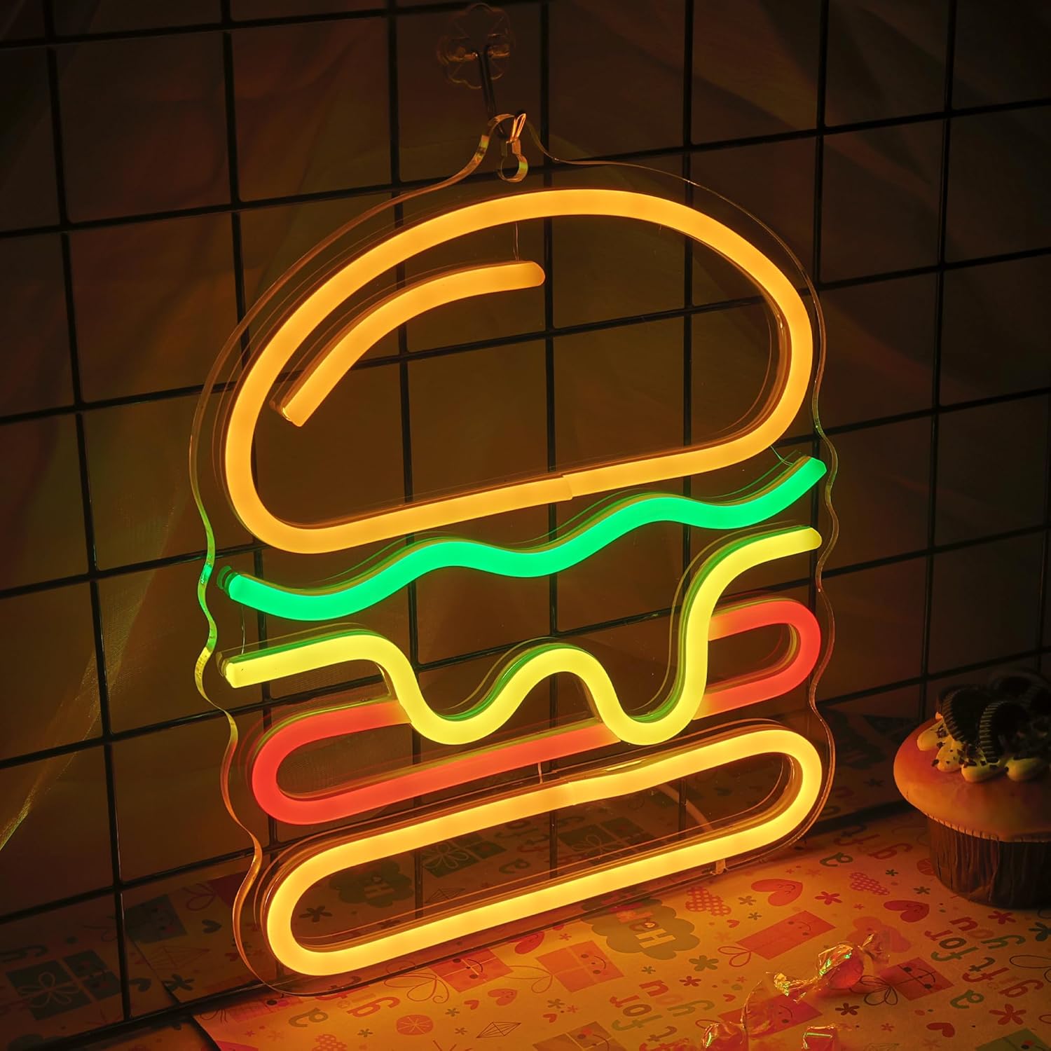 Burger-Neonschild mit mehrlagi – Lighting Decoration Ideas For Home Bewertung und Preis
