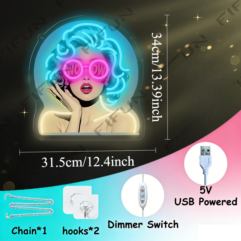 WOW Curl Girl Neon-Schild UV-B – Lighting Decor Wow Bewertung und Preis