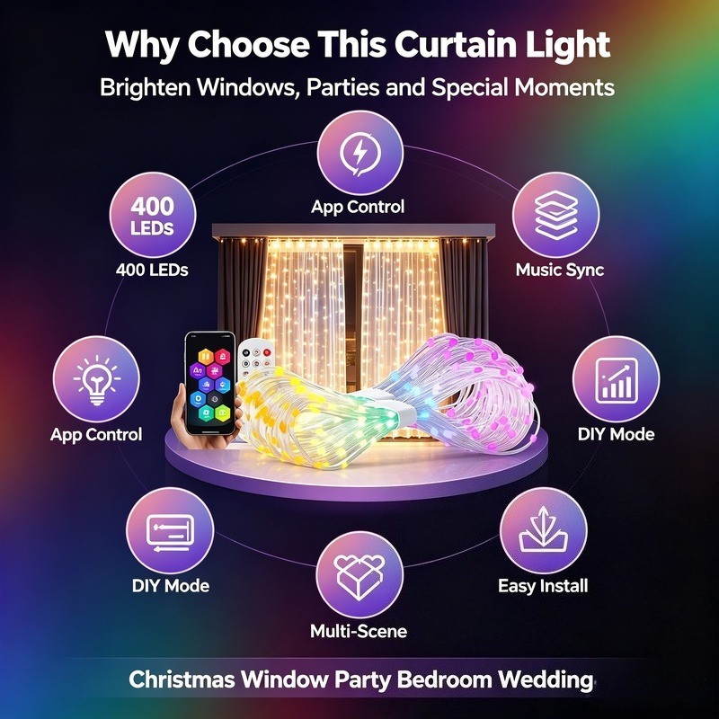 USB-betriebene, App-gesteuerte – Fairy Light Curtain Bewertung und Preis